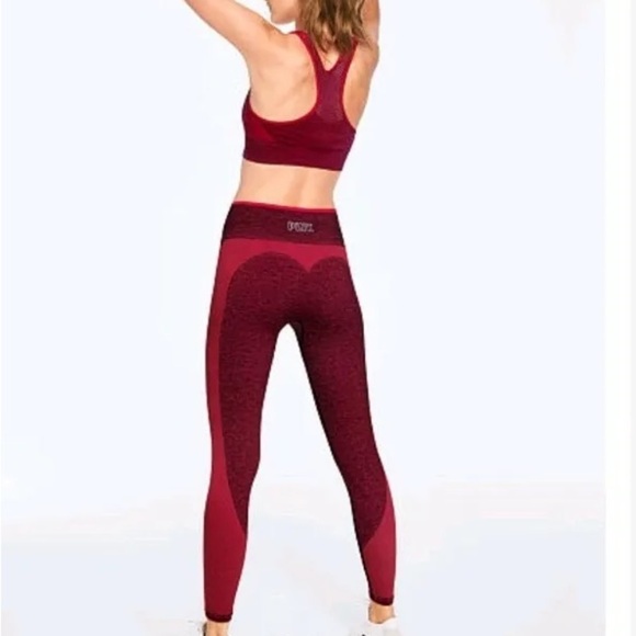 Victoria’s Secret Pink Red Pepper Marl Seamless Contour Leggings Medium - Picture 1 of 7